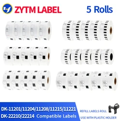 5 Rolls Brother Compatible DK-11201/DK-11204/DK-11208/DK-11215/DK-11218/DK-11219/DK-11221/DK-22210/DK-22211/DK-22214 Label
