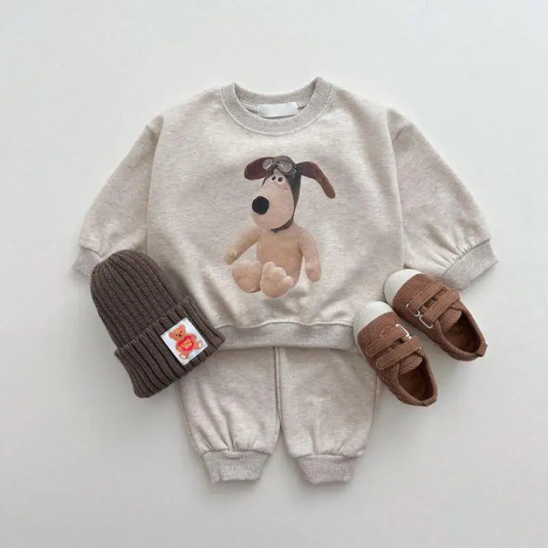 Autumn New Baby Boy Long Sleeve Cartoon Sweatshirt Set Children Sports Pants 2pcs Suit Infant Girl Clothes Set Toddler Outfits