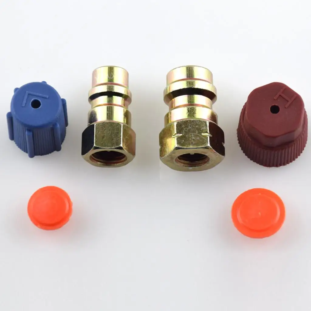 2 Pieces High/Low Adjustable R12 to R134A Quick Coupler Connector Adapter 3/8 HV Set coupleur rapide Auto Repl ement Parts