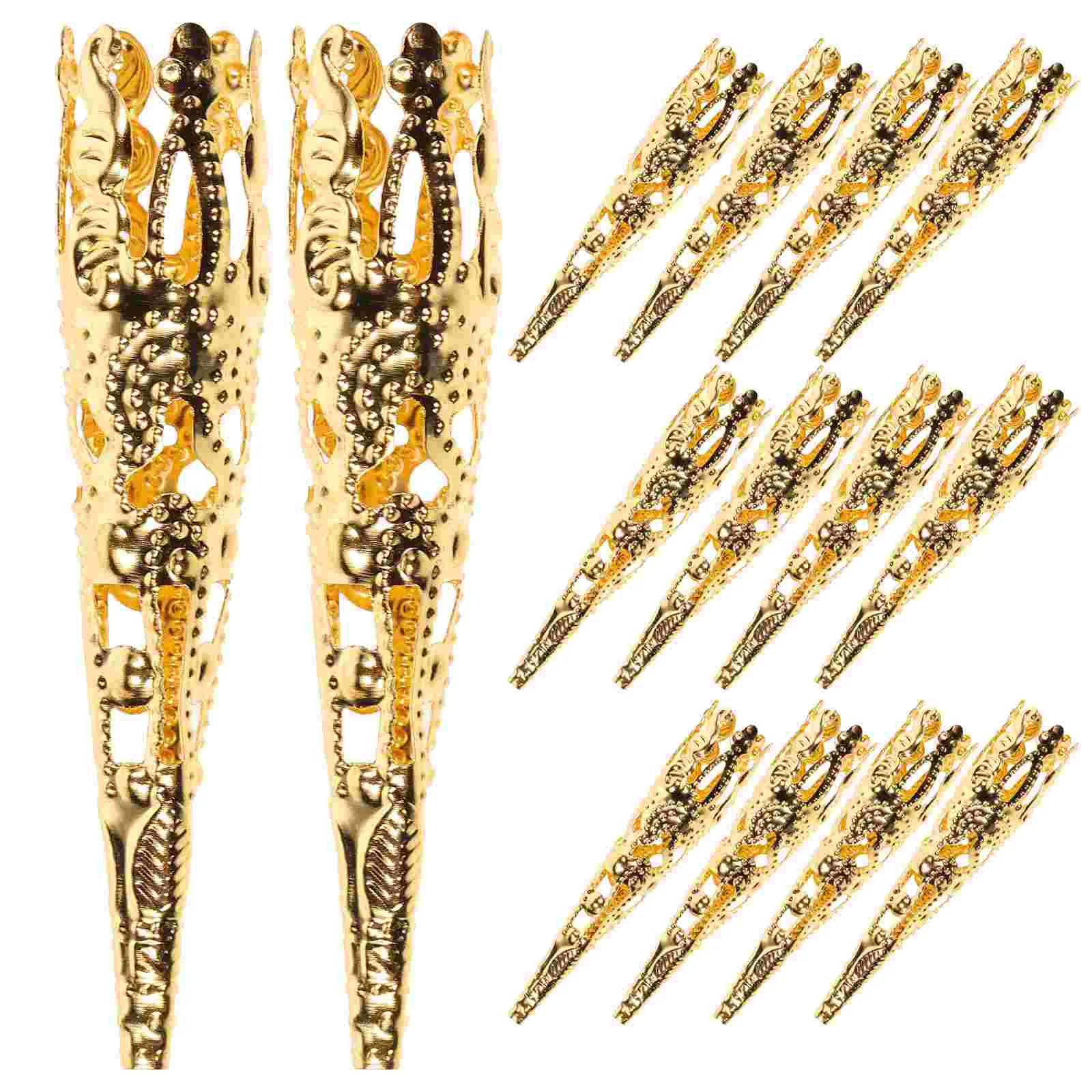 

100 PCS Jewelry Long Trumpet Flower Holder Filigree Beads Caps Hollow Shape Golden 5-petal Iron Cones