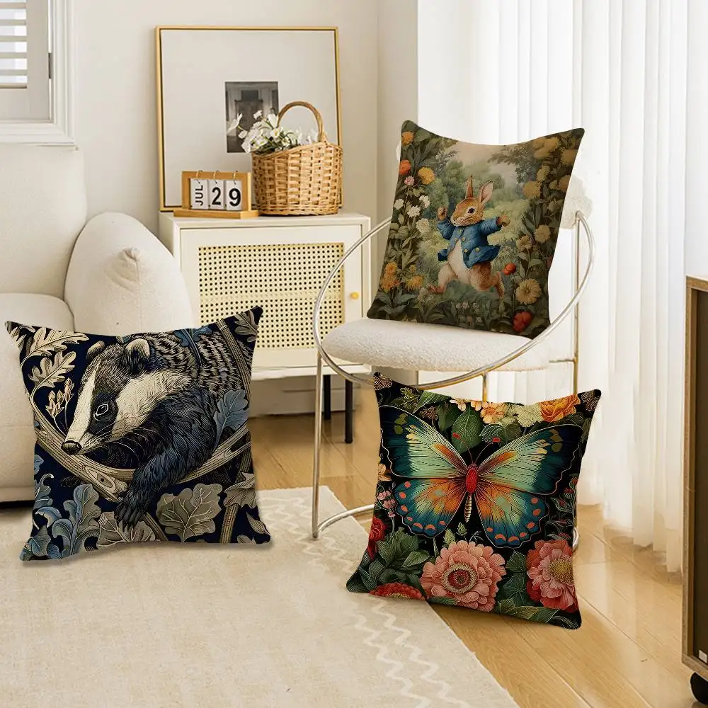 

Декоративная наволочка для подушек William Morris с животными принтами, полиэстер, для дивана, домашний декор