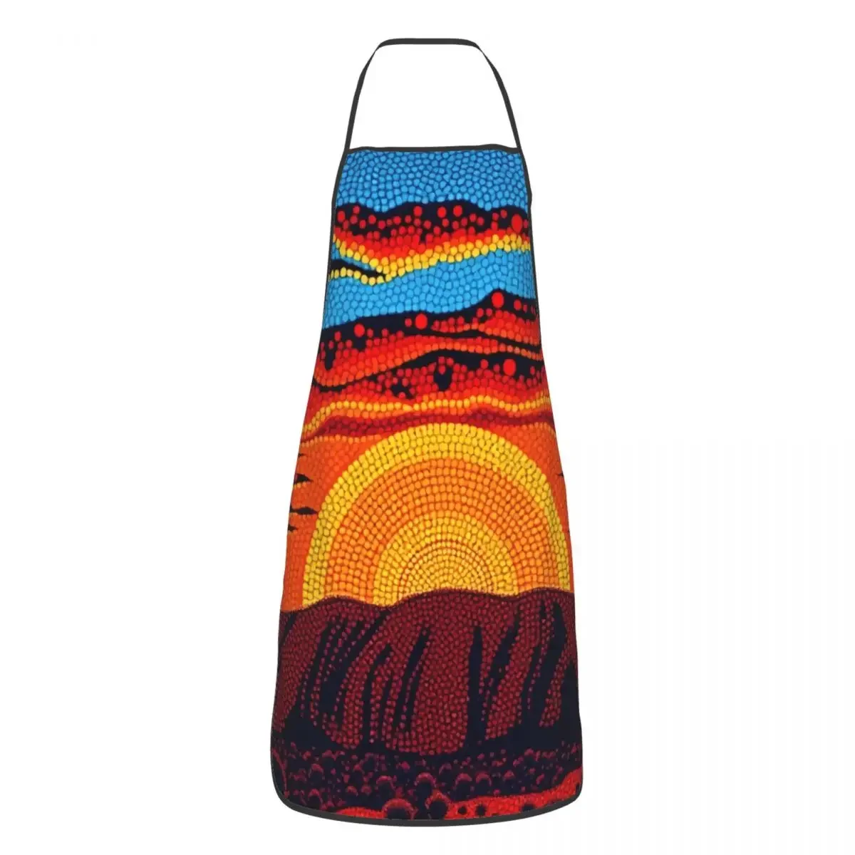 

Custom Uluru Sunset Landscape Apron Women Men Unisex Bib Australian Aboriginal Art Kitchen Cooking Tablier Cuisine Chef Baking