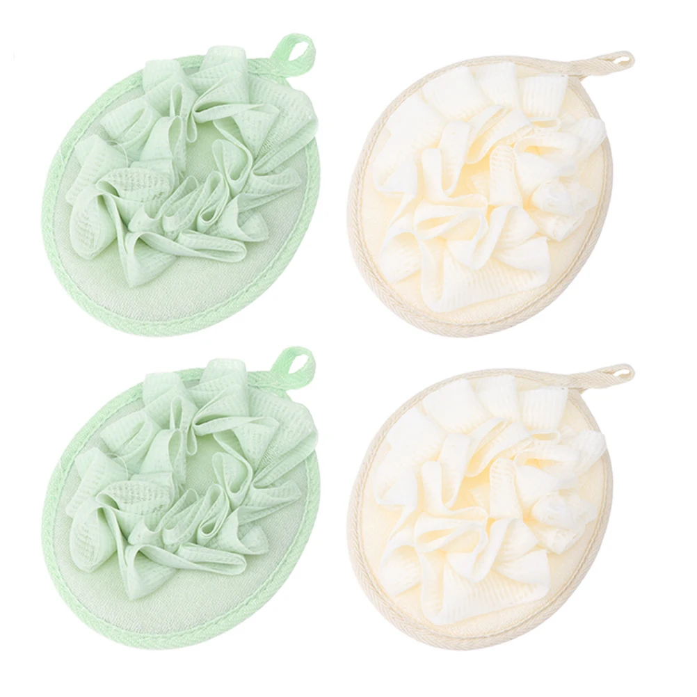 

4 Pcs Shower Ball Bath Scrubber Body Poufs Natural Bubble Maker PE Mesh Material Soft Texture Eco Friendly Safe Use Rich Bubble