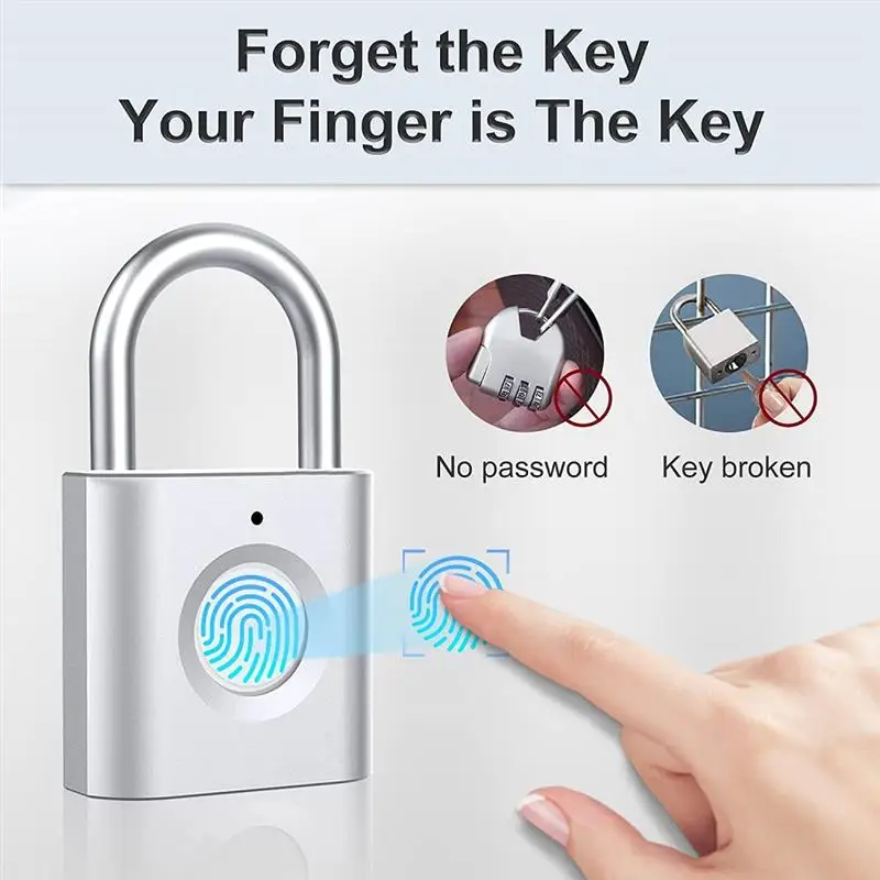 

Mini Smart Padlock Fingerprint Padlock With Keyless Biometric Love Lock For Luggage School Bag Toolbox Gym Locker