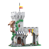 MOC Lion Knight's Modular Town Gate Building Blocks Medieval Tower Arch Architecture Brick Toy Adult Gift
