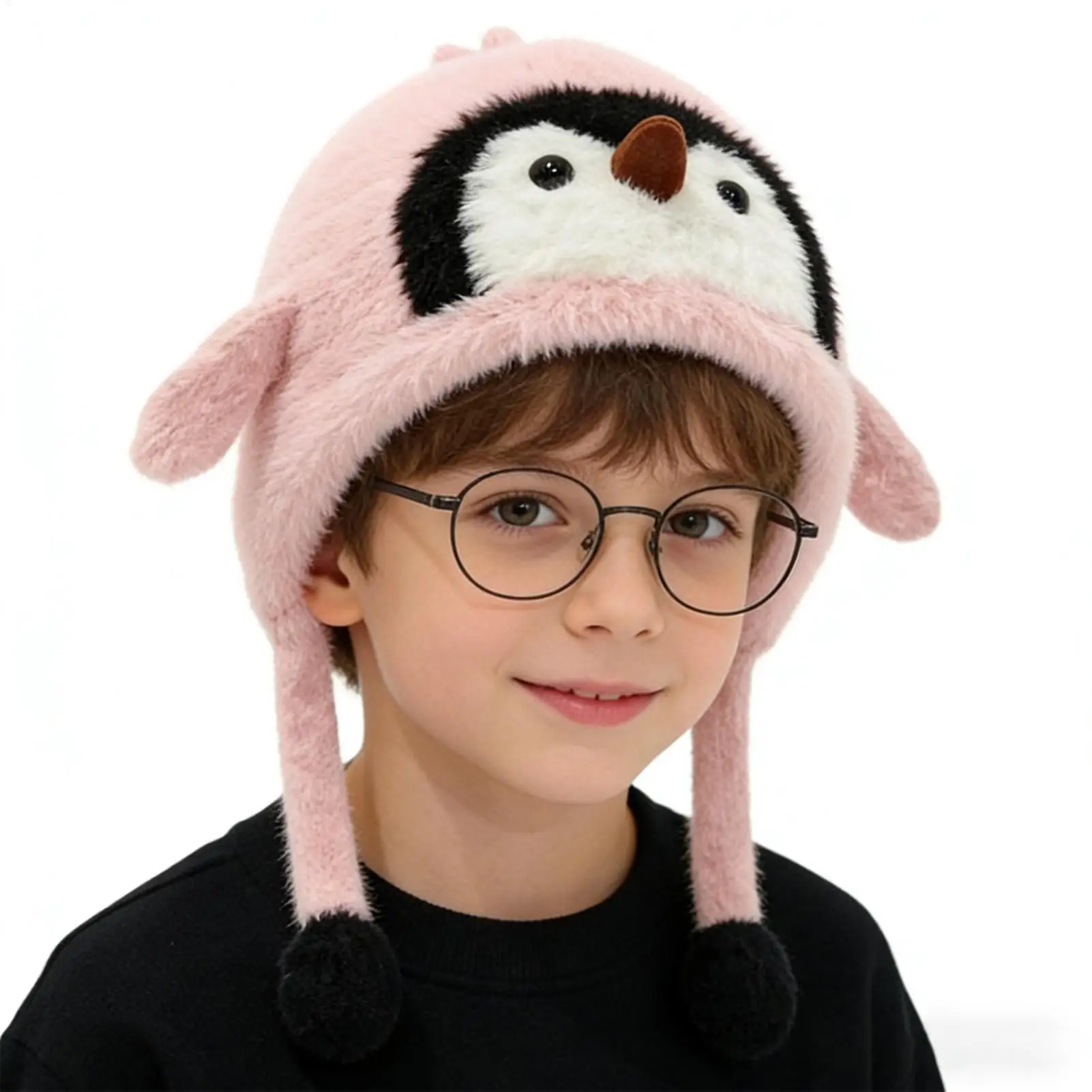 

Animal Hats For Kids Penguin Soft Headwear Plush Winter Hat With Ear Flaps For Girls Boys Kids Vacation Fishing Camping