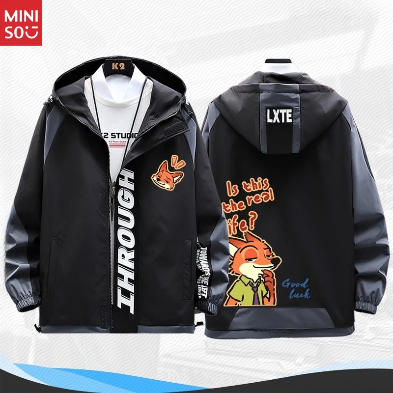 

Miniso Zootopia Judy Nick Jacket, Anime Hooded Coat, Teens Spring Autumn Outerwear
