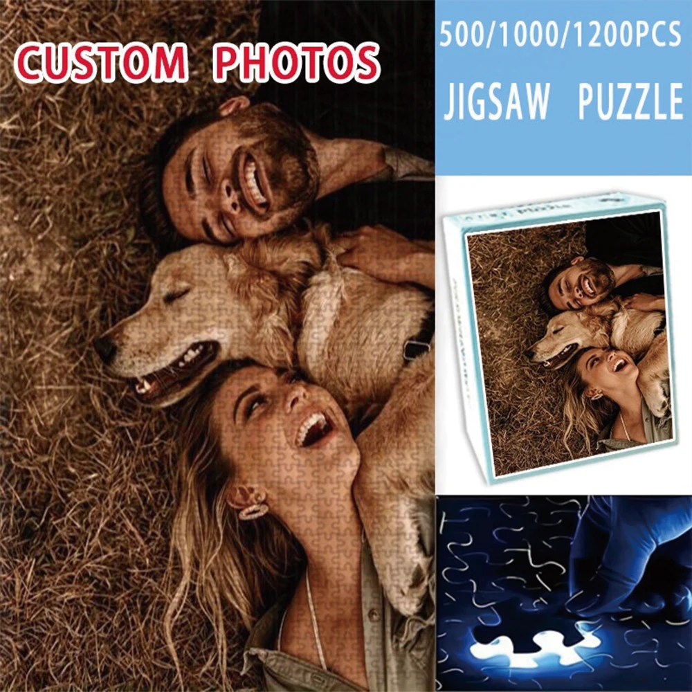 35/300/500/1000pcs Personalized Custom Photo Puzzle Couple Photos Puzzle Box From Memory Photo Gift