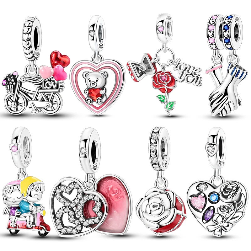

charms plata de ley 925 Valentine's Day Collection Pendant Beads Fits 3mm Bracelets Necklace For Women Luxury DIY Fine Jewelry