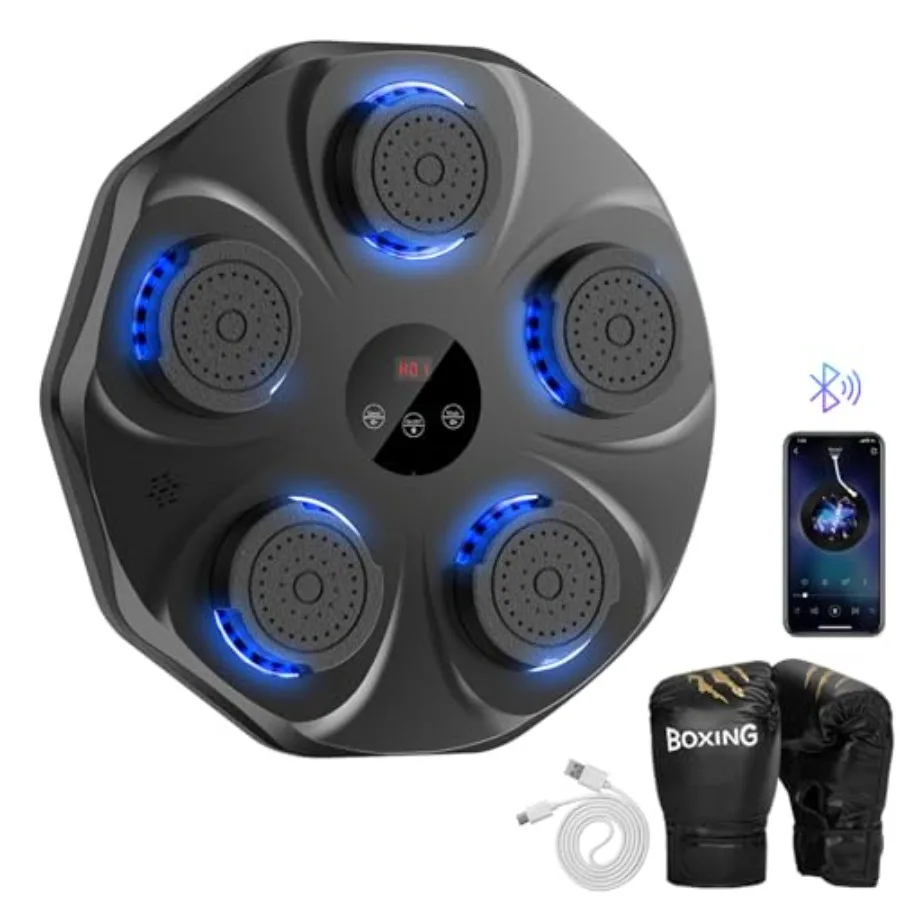 

Wall Mounted Electronic Music Boxing Machine with Gloves for Red Interactive Workout Trainer for Home Use
