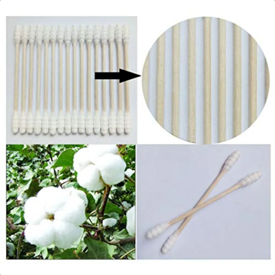 Tamponi di cotone a doppia spirale con bastoncini di legno naturale da 800 pezzi con manico robusto multiuso