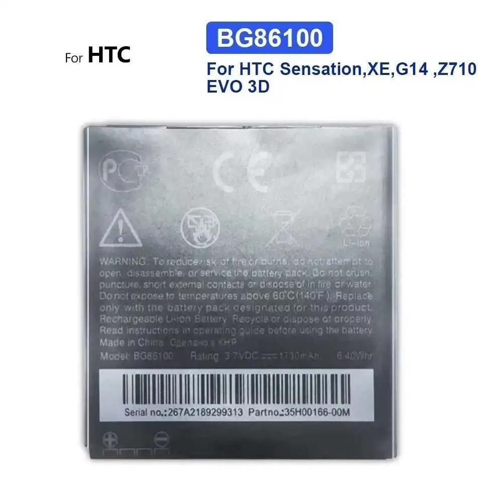 

Легкий BG86100 для Htc G17 Evo 3D G18 Sensation XE Z715e G14 Z710t Z710e Sensation 4G аккумулятор мобильного телефона 1730 мАч