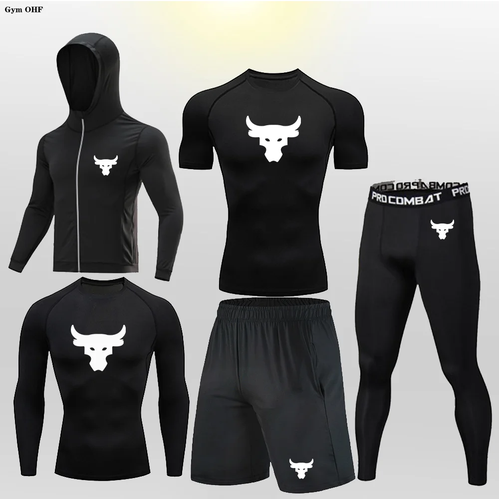 

Men Tracksuits Gym Fitness Running Set Men Rashguard BJJ Sportswear Compression Suits Quick Dry Skinny Jogger Training Clothing