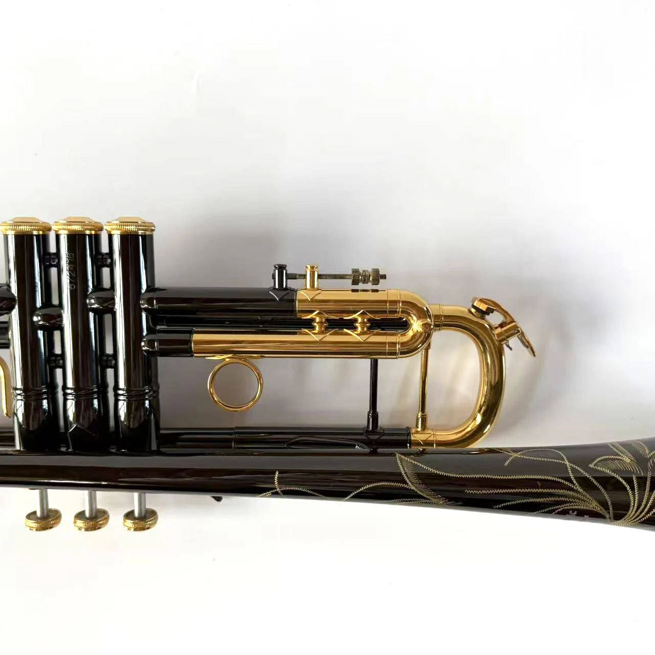 Wholesale Custom Bb Trumpet Black Nickel and Gold Finish Hand Engraved Factory Direct Professional Instrument