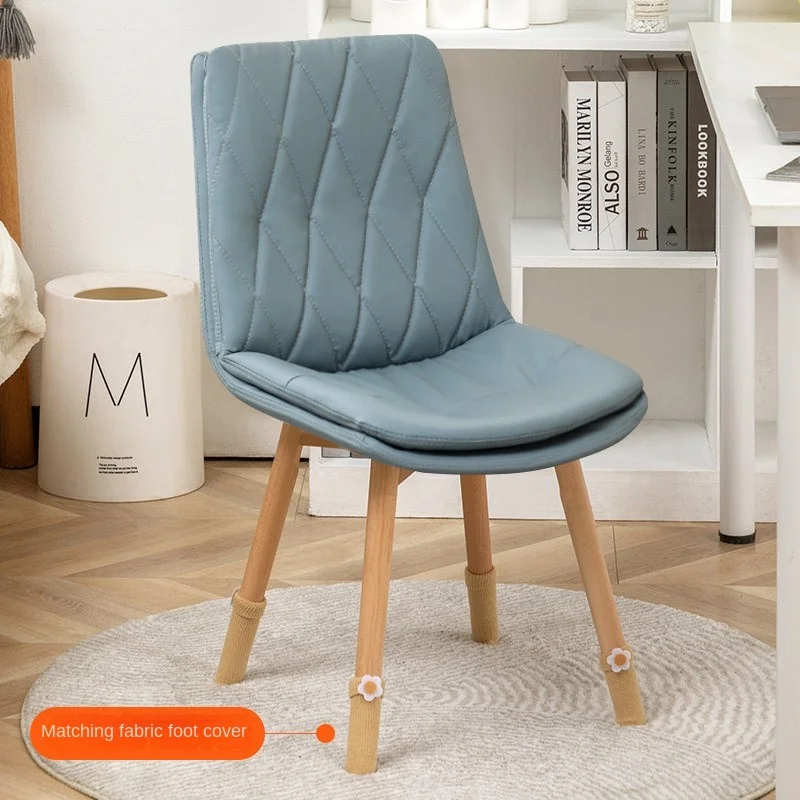 Silla pequeña de diseño minimalista para el hogar, asiento de ordenador sedentario de madera maciza para dormitorio femenino, maquillaje, respaldo