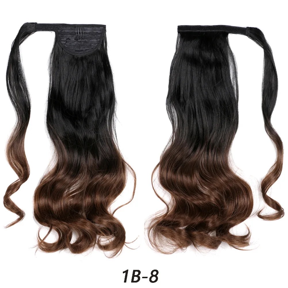Synthetic Magic Velcro Ponytail 17in Long Hair Extension Clip in Style Heat Resistant Anime Cosplay Party Wig Factory Supply