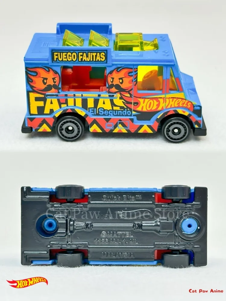 Modello di auto pressofusa in lega Hot Wheels Morso rapido n. 149 Giocattolo modello da collezione per camion alimentare blu/rosso