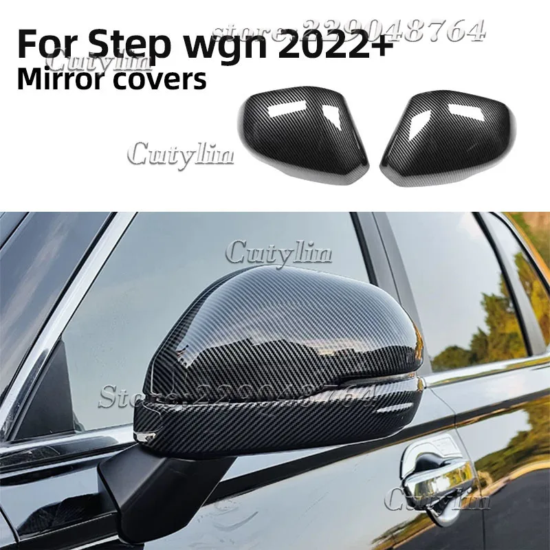 Für Honda Stepwgn Spada 2022 2023 ABS Carbonfaser Seitenspiegelabdeckung Rückspiegel Dekorationsaufkleber Zierleiste Cutylin Zubehör