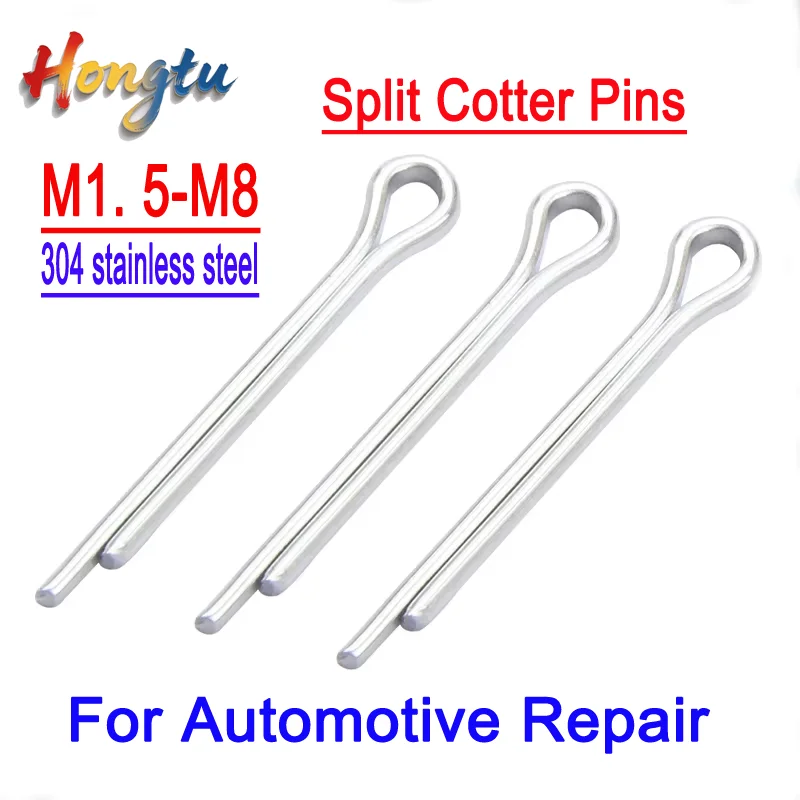 

304 SS Split Cotter Pins - 2-50 Pieces, Cotter Fixings in M1.5, M2, M2.5, M3, M4, M5, M6, M8 Sizes, for Automotive Repair