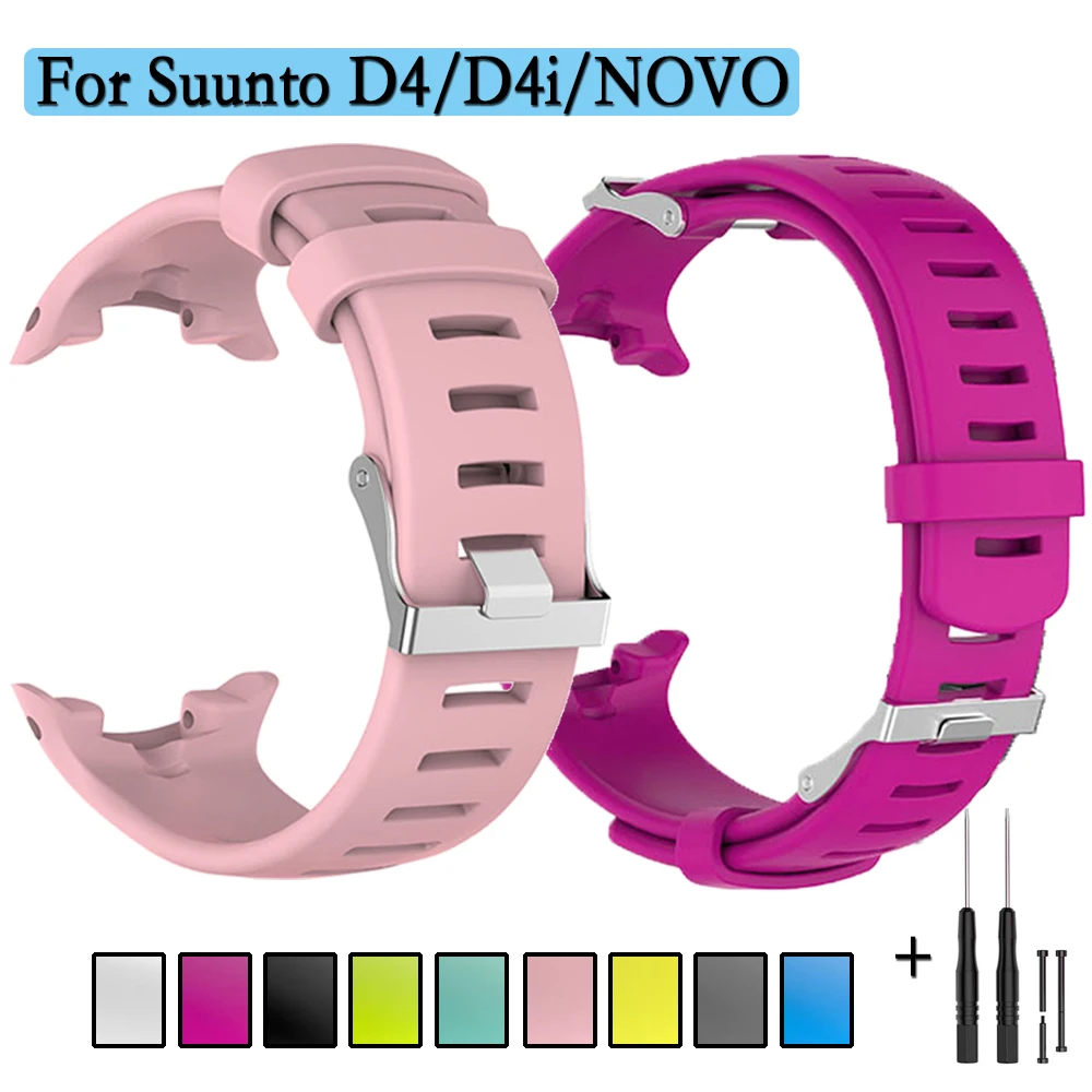 Pulseira de relógio de substituição de silicone macio para suunto d4 pulseira de relógio inteligente para suunto d4i novo pulseira esportiva de mergulho com ferramenta
