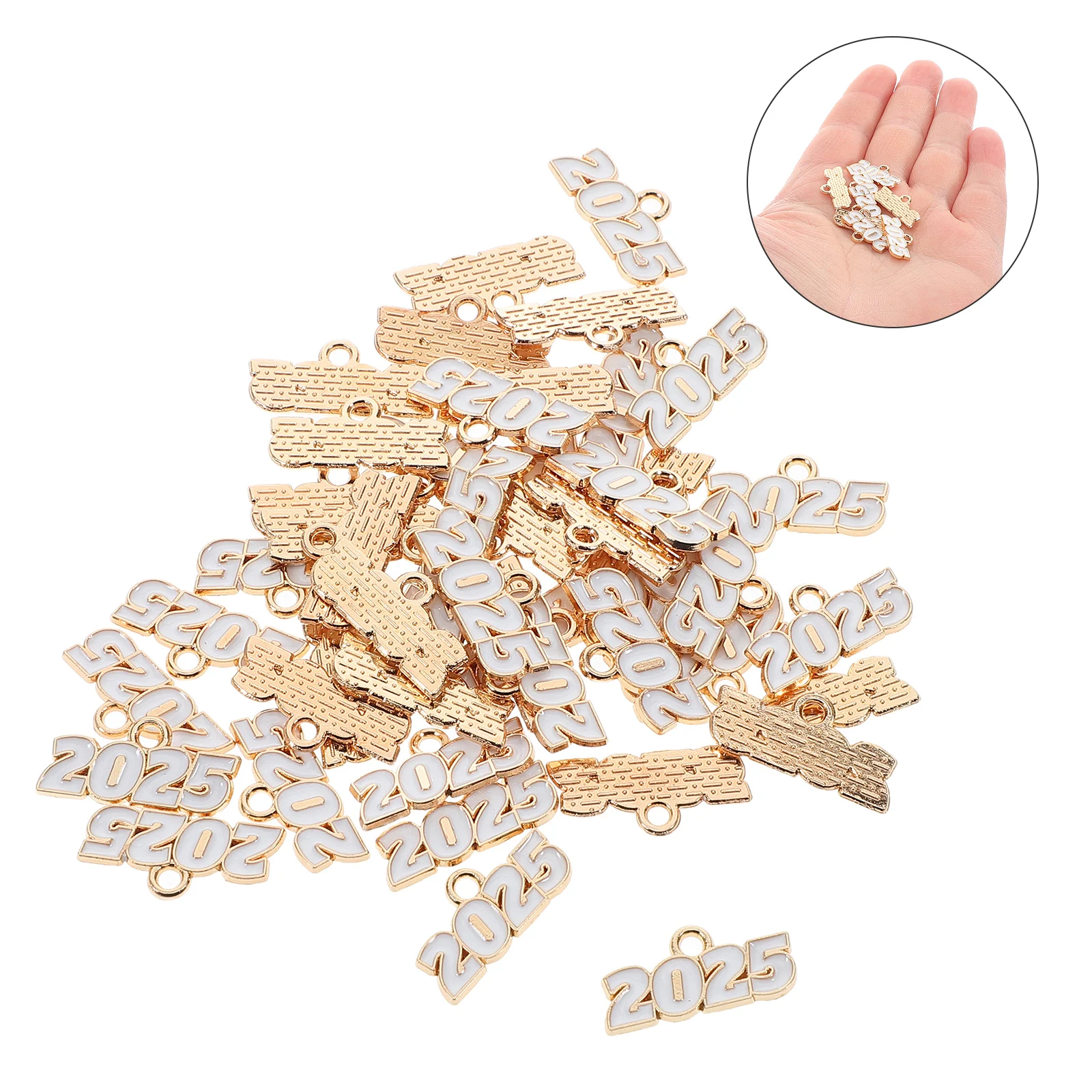 

100 Pcs Souvenir Pendant Class of 2025 Charm Cute Bracelet Charms for Making Alloy Bookmark Graduation