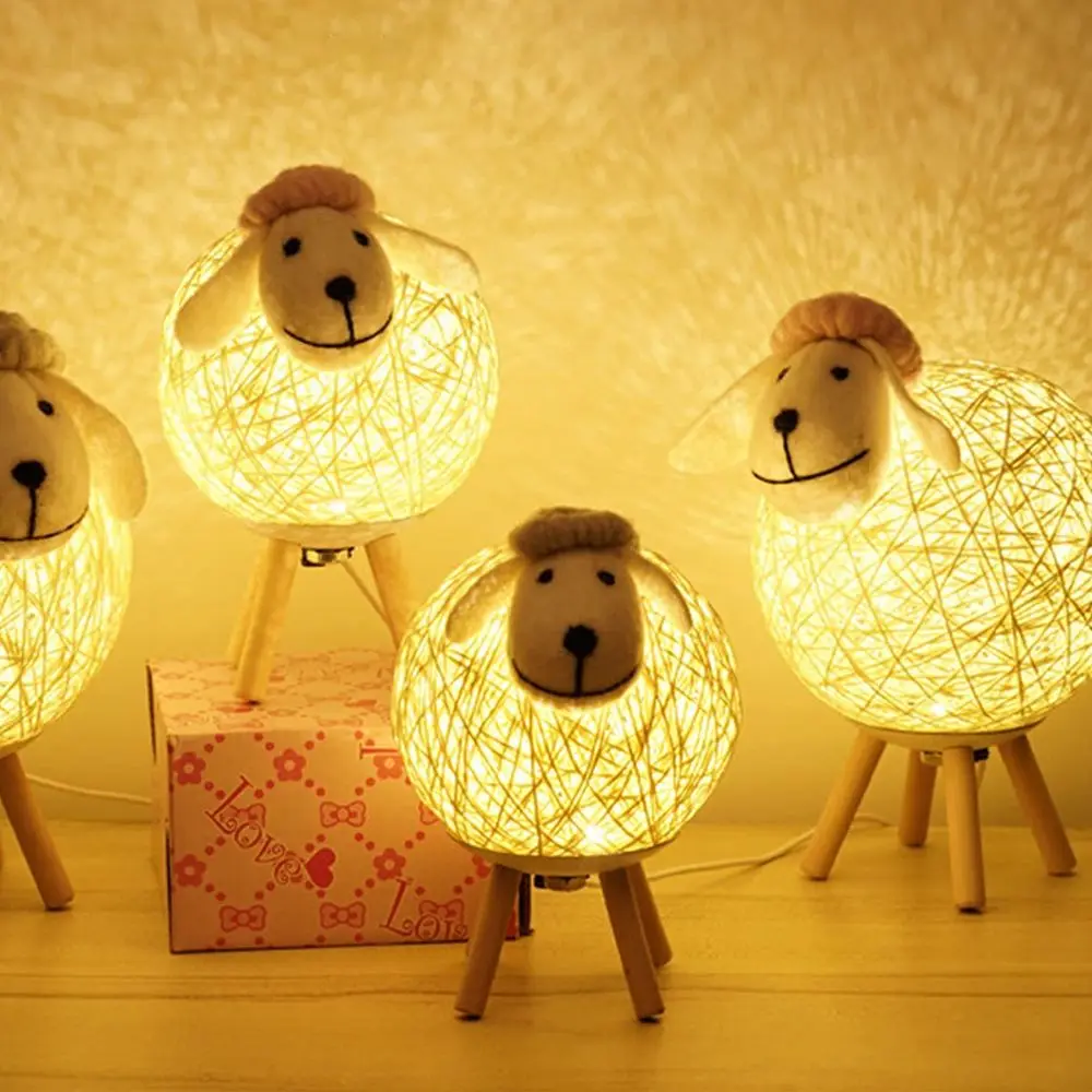 

Hand-woven Lampshade LED Gifts Room Decor Home for Children Bedside Lamp Desk Light Night Light Bedroom Decorations