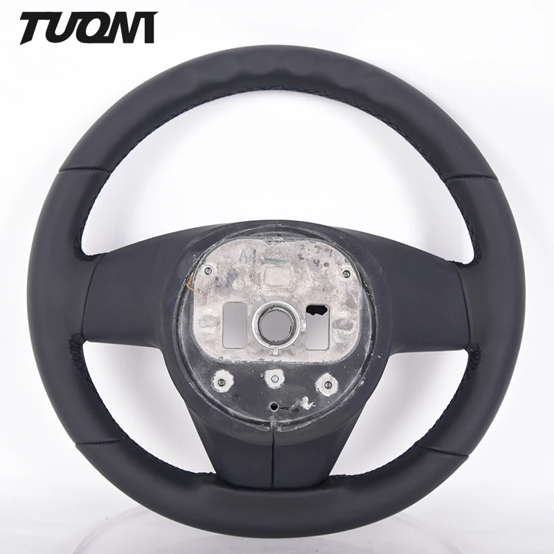 Custom Car Steering Wheel For Tesla Model X Round Black Full Smooth Leather New Style