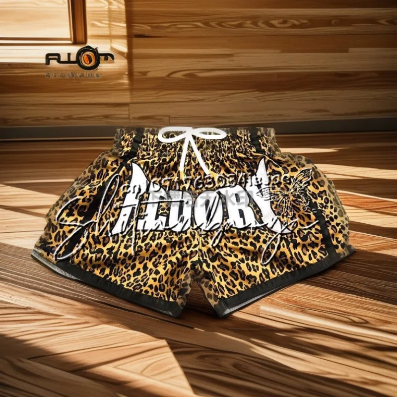 

Шорты для боя с флюорическим принтом, боксерские шорты, нашивки с вышивкой, шорты для тайского бокса