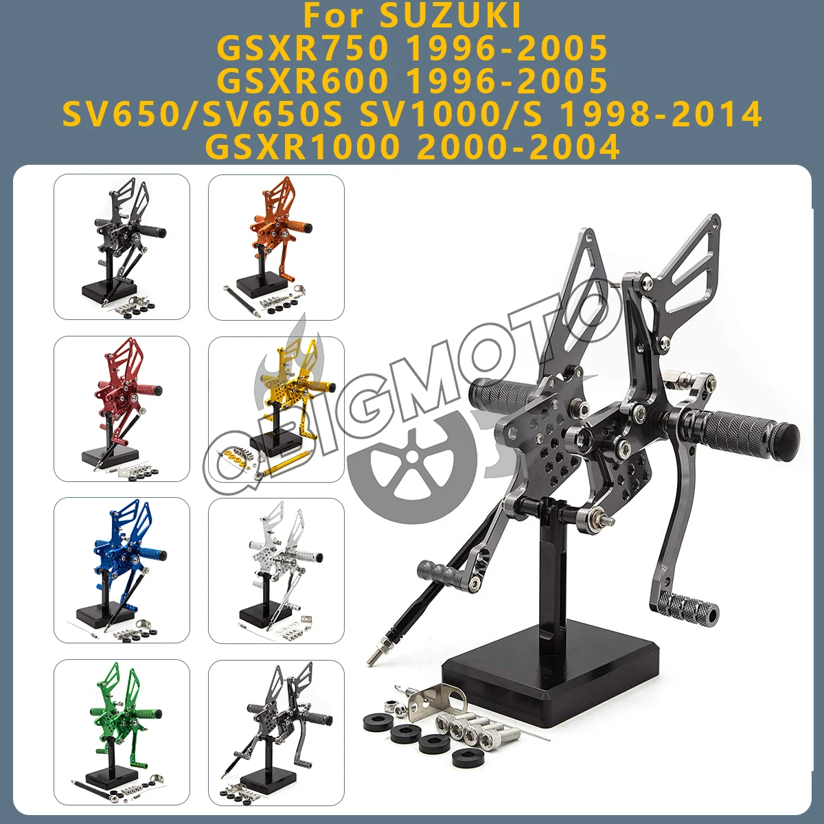 Motorcycle Rearset Footpeg Rear Footrest Foot Pegs For SUZUKI GSXR 750 600 1996-2005 SV650 SV1000 S 1998-2014 GSXR1000 2000-2004