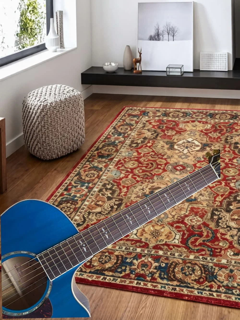 41 inch blue folk guitar, acoustic guitar, Sitka Spruce solid wood, maple back and sides, rosewood fingerboard