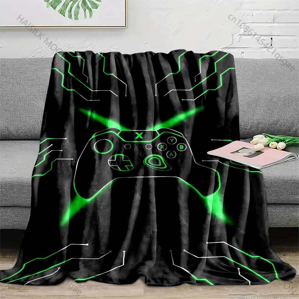 Futuristic green glow game controller Blanket Suitable for Home Bedroom Sofa Travel Camping Blanket Various Sizes for Gifts
