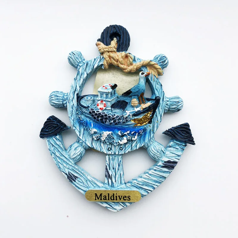 

Maldives tourist attractions, creative blue anchor refrigerator magnets, 3D refrigerator stickers souvenirs