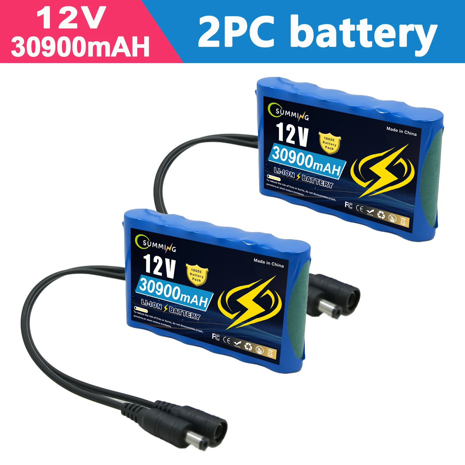 

12V 30900mah NEW Portable Super Battery Rechargeable Lithium Ion Battery Pack Capacity DC 12.6v 30.9Ah CCTV Cam Monitor