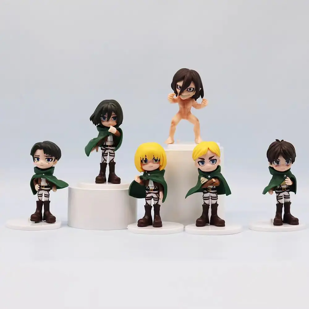 

6pcs/set Attack on Titan Anime Eren Levi Hange Zoe Erwin Smith Mikasa Ackerma PVC Action Figure Model Toy