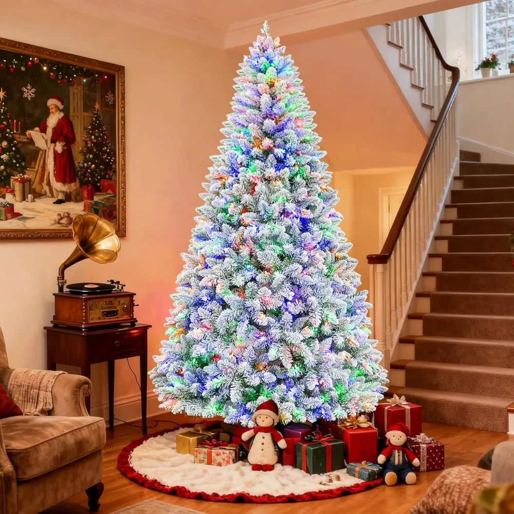 

6-Foot Hinged Snow Flocked Christmas Tree with 1032 Branch Tips and 250 Color-Changing LED Lights