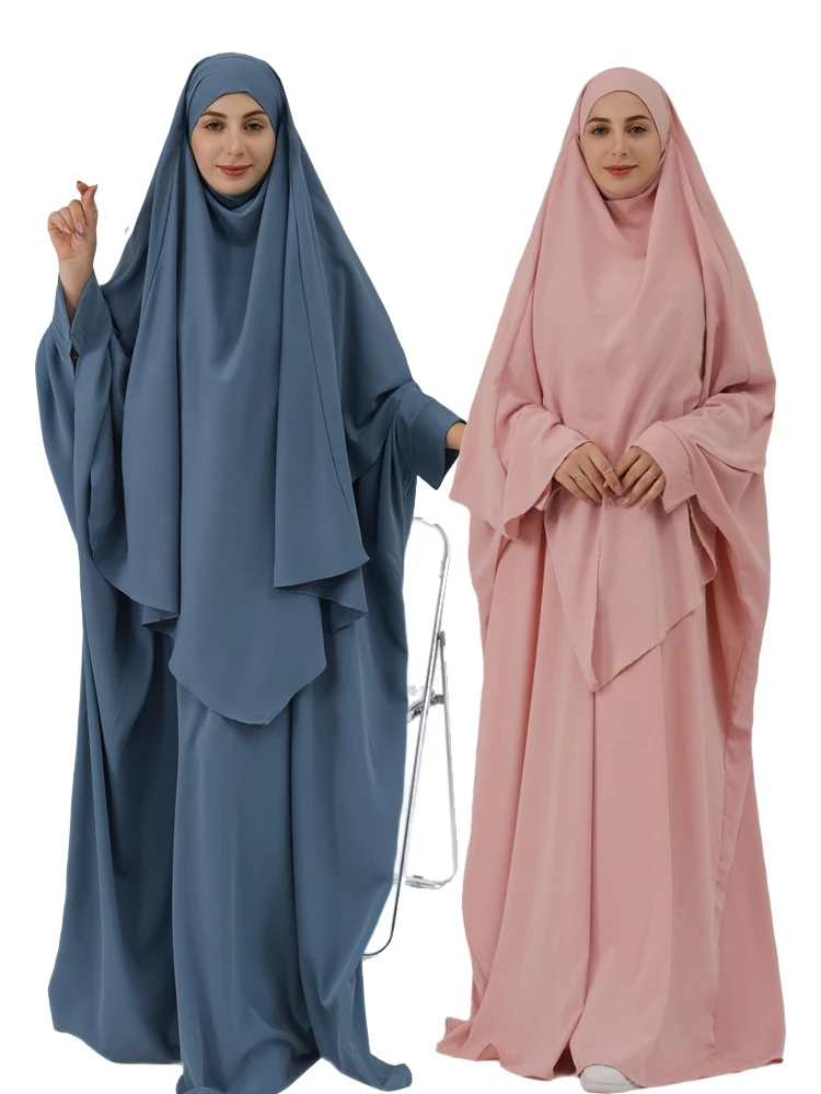 Ramadan Eid Abayas Women Dubai Khimar Abaya Set Islam Muslim Niqab Hijab Dress Set Kebaya Kaftan Djellaba Robe Femme Musulmane