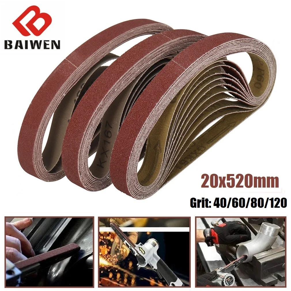 

20x520mm Sanding Belts Abrasive Bands For Sanders File Sanders Belt Sander Wood Soft Metal Polishing Grit 40 60 80 120