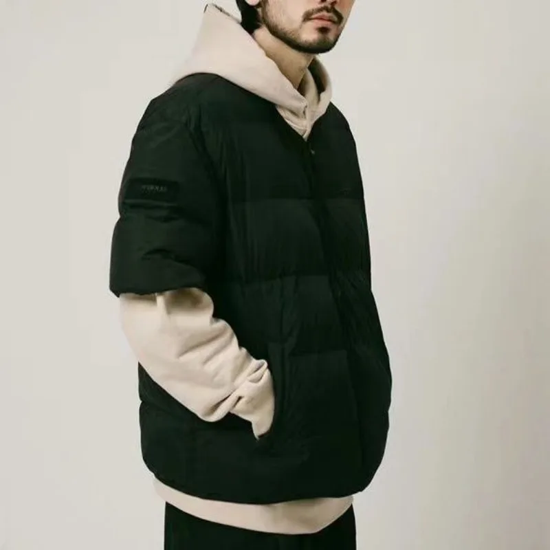 اليابانية زوجين قصيرة الأكمام القطن وسادة مبطنة لخريف شتاء جديد دافئ ياقة سستة سترة سترات الرجال ملابس خارجية عصرية #2