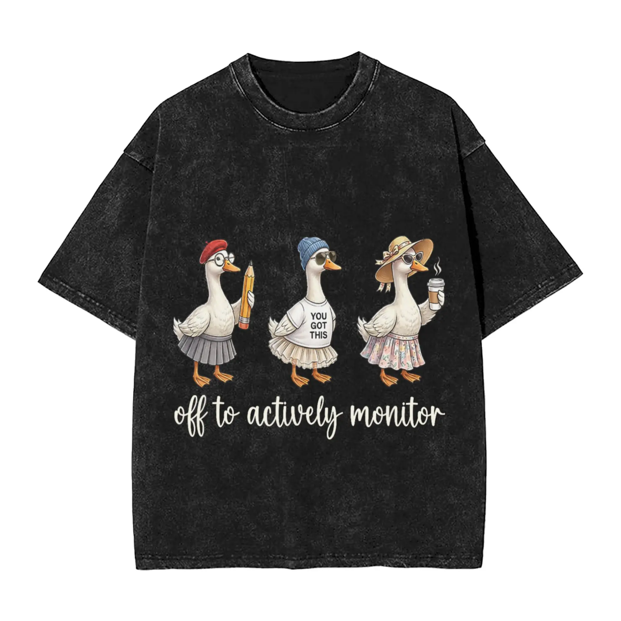 Off to Actively Monitor Teacher Testing Day Raccoon Meme T-Shirt Men   Beach O-Neck Novelty Tees Loose Plus Size Tops