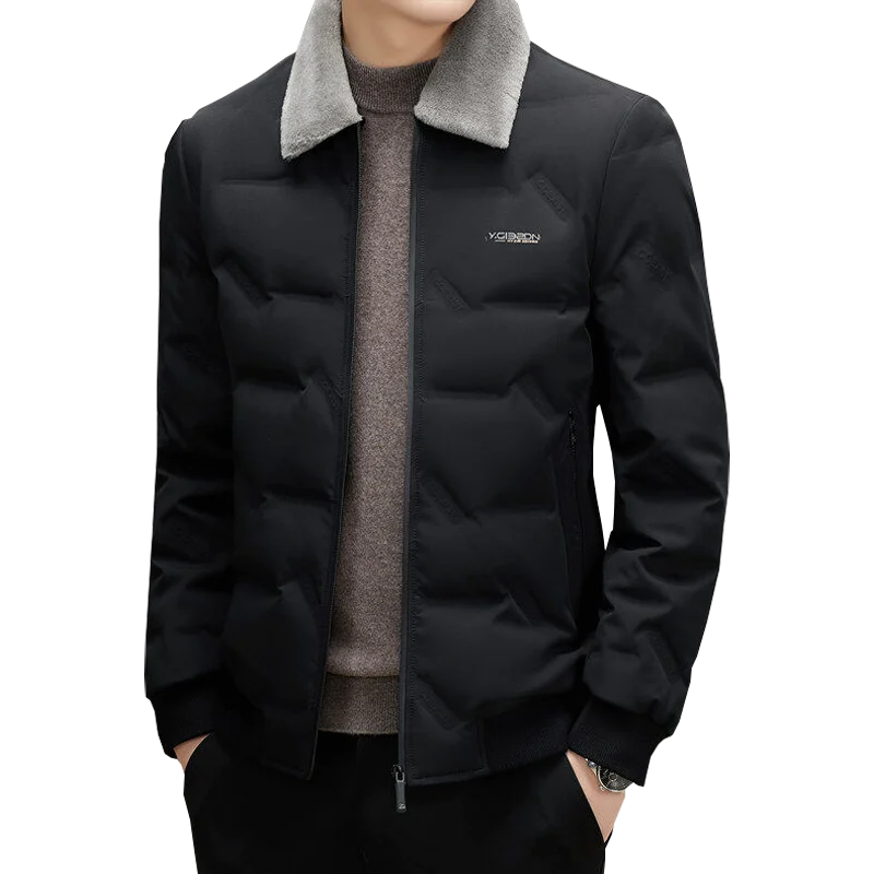 

Casual Men's Lightweight Fur Collar Detachable Duck Down Jackets 2025 Autumn Winter Outwear Slim Fit Warm Puffer Coats Clothing