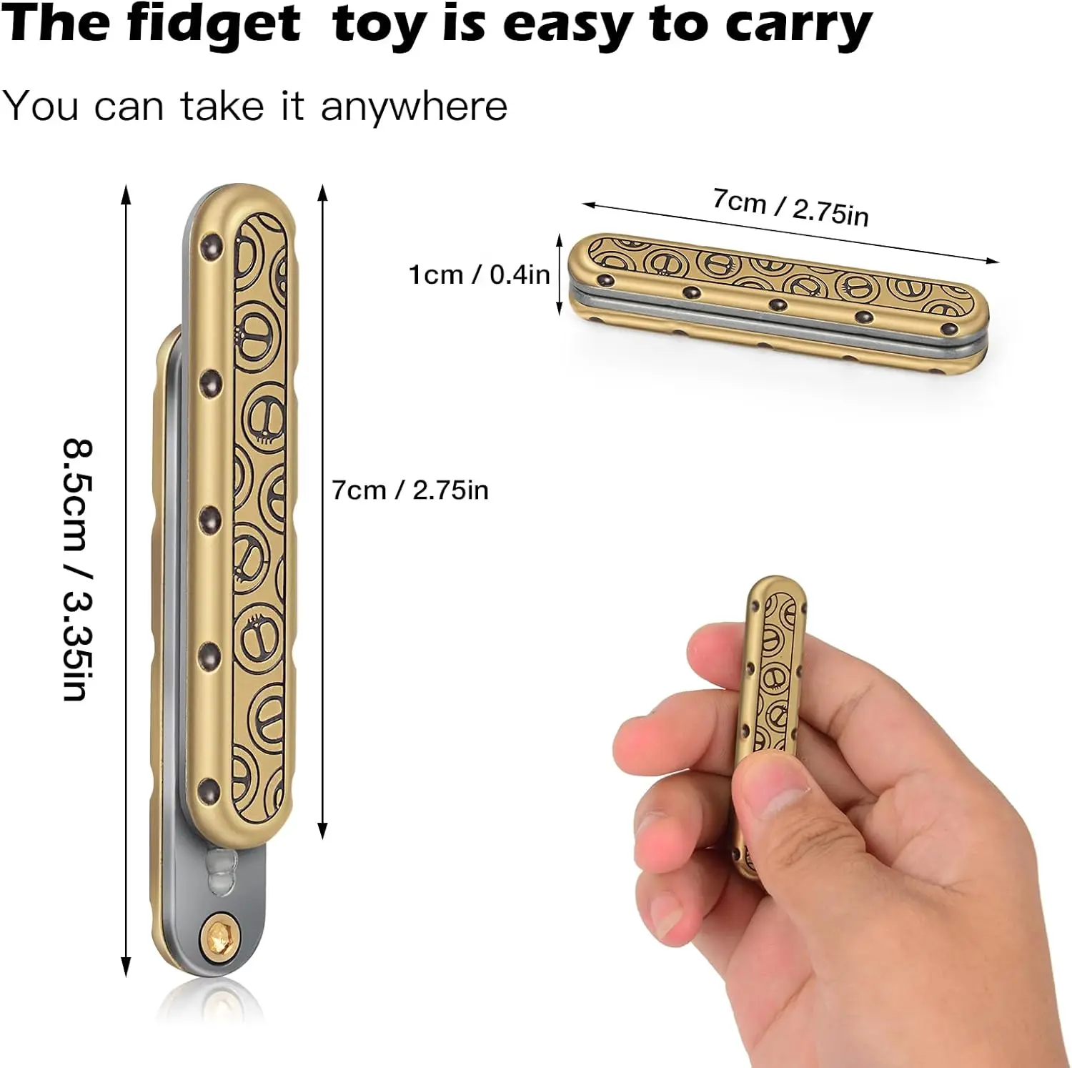 Metall Fidget Toys EDC Slider, Antistress für Erwachsene Metall Spinner Spielzeug, Fidget Spinning Hand Spinner Geschenk für ADHS Angst Männer