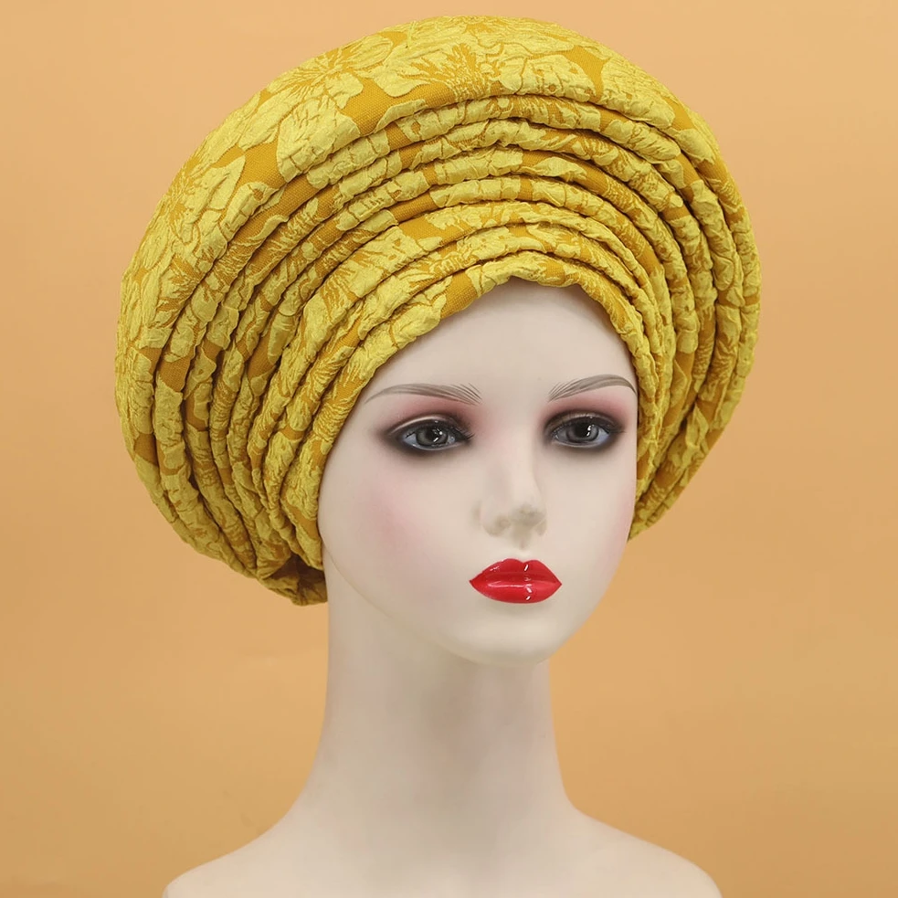 Ready African Auto Gele Headtie Women\'s Turban Cap Nigeria Wedding Geles Muslim Head Wraps Bonnet Turbante Mujer 2024