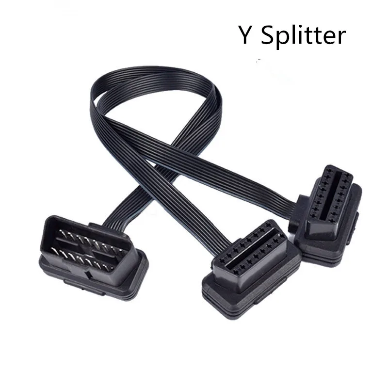 

Удлинитель OBDII 30 см, двойной разветвитель Y-типа, OBD2 16-контактный, соединение «папа-мама», плоский и тонкий, как лапша, для ELM327