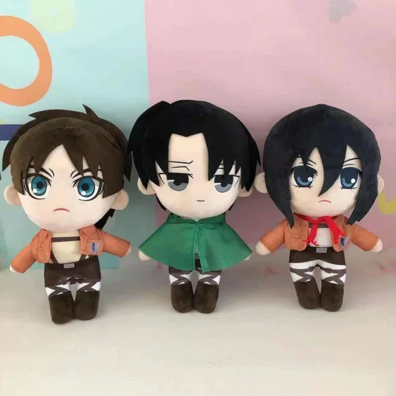 20cm Anime Attack on Titan Plush Toys Kawaii Levi Eren Mikasa Cute Plushie Dolls Collection Green Stuffed Pillow Birthday Gifts
