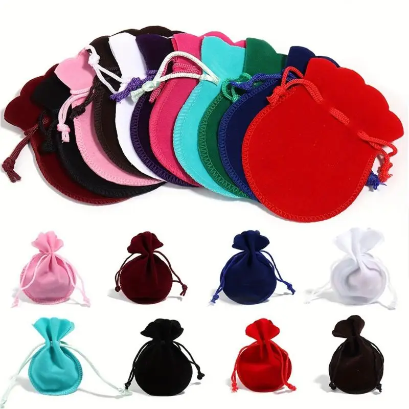 

Gourd-Shaped Velvet Gifts Bags Colorful Drawstring Jewelry Bags Storage Pouches For Wedding Christmas Party Gifts Packaging Bags