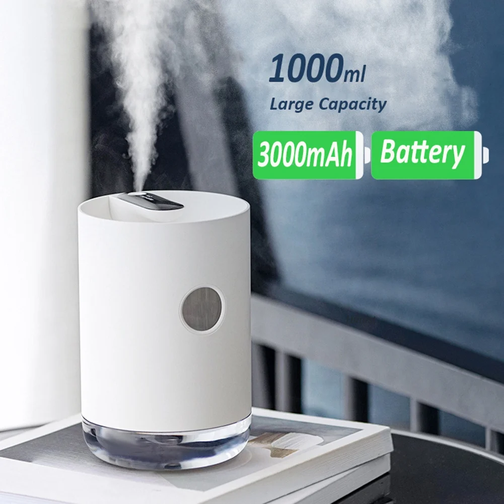 Humidificateur d'air portable sans fil USB, diffuseur d'arôme, brumisateur d'eau, affichage de la durée de vie de la batterie, aromathérapie, blanc, maison