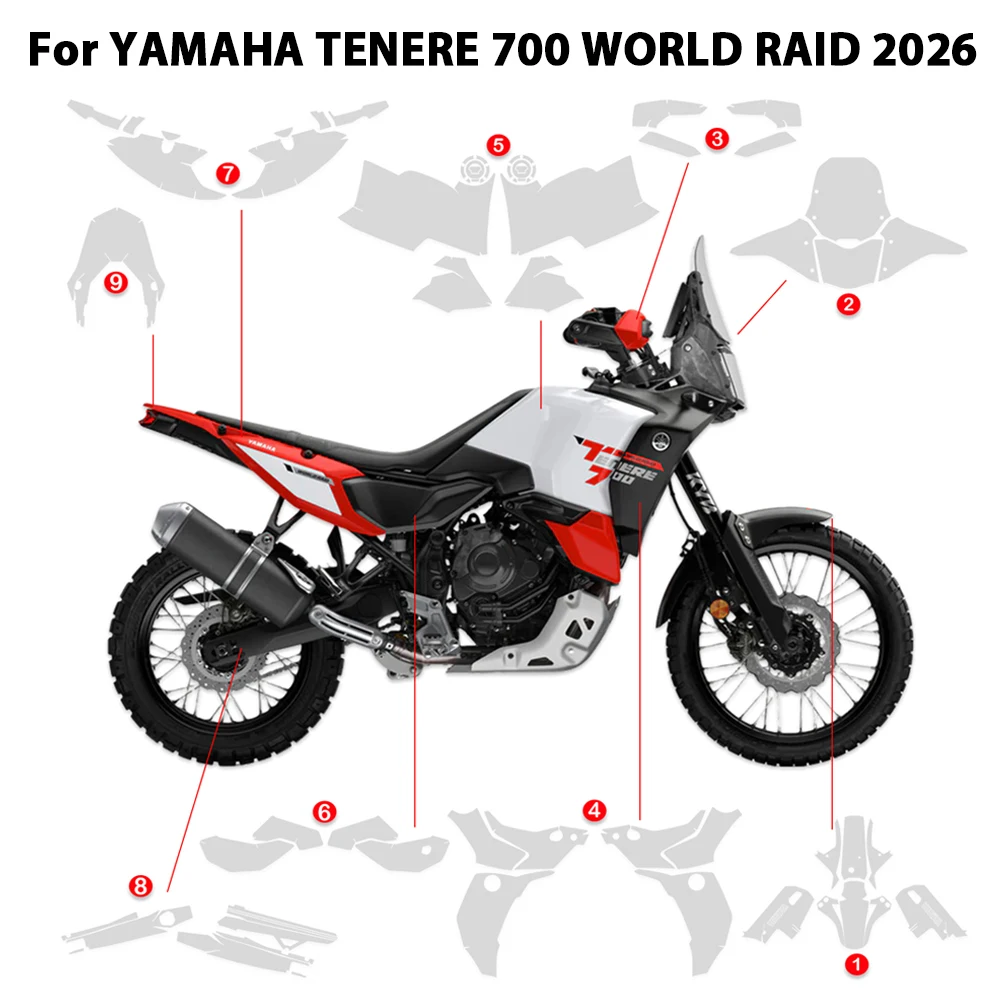 TENERE 700 WORLD RAID Motorcycle TPU Protective Film For YAMAHA T700 World Raid 2026 Anti-scratch Invisible Transparent Sticker