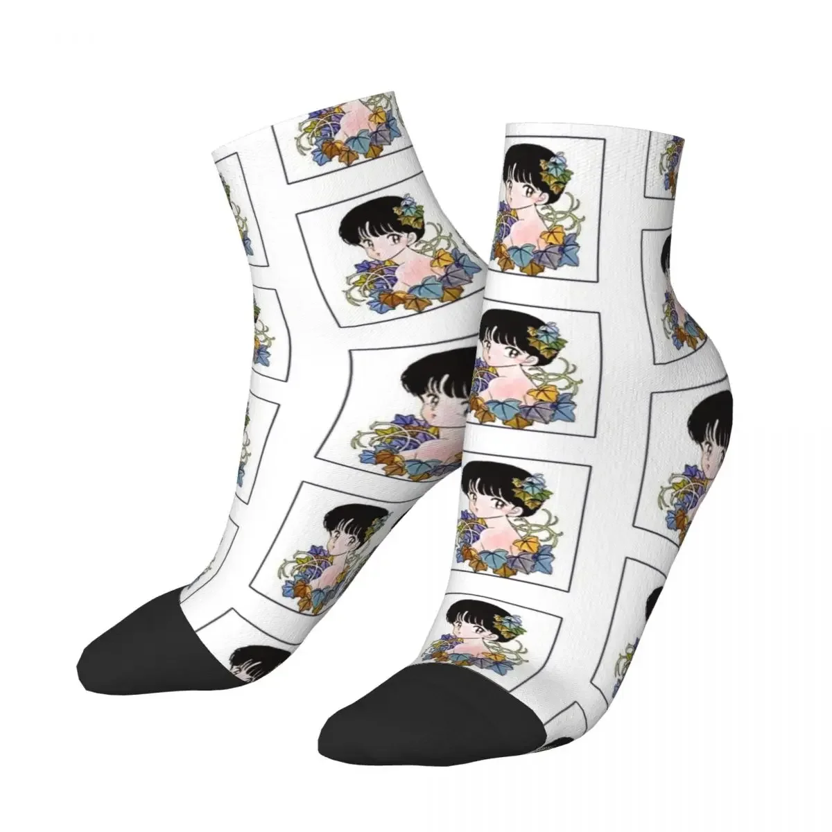 Akane Tendo With Flowers - Ranma 12 Special Edition Socks Harajuku Stockings All Season Socks for Man's Woman's Birthday Present