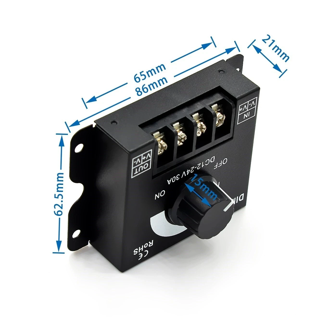 DC 12V 24V LED Dimmer Switch 30A 360W Voltage Regulator Adjustable Controller For LED Strip Light Lamp LED Dimming Dimmers