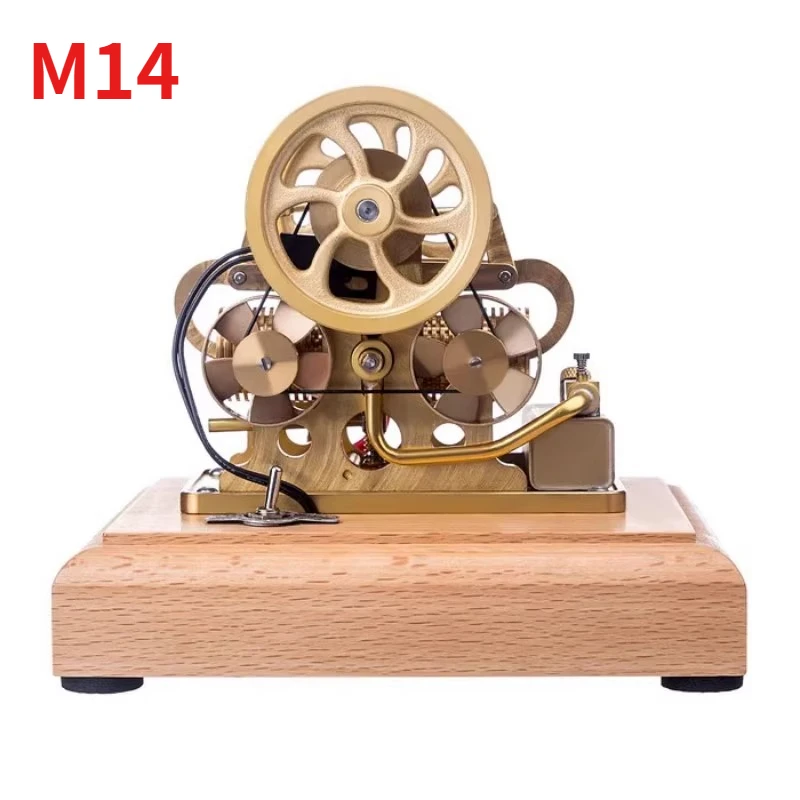 

Mini Four Stroke Engine Model M14 1.9cc Metal Internal Combustion Engine Speed Device Opposed Piston with Base Startable Toy